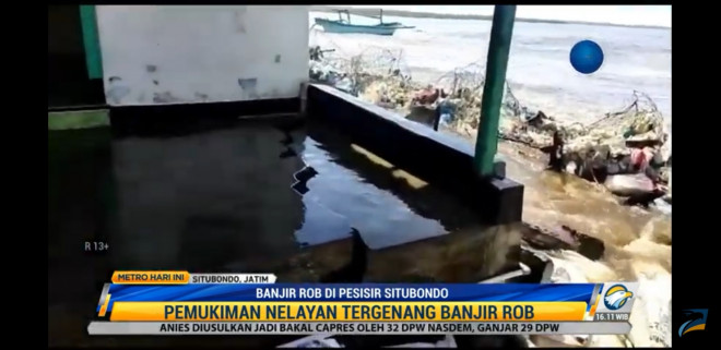 Banjir rob di pesisir Situbondo. Foto: Dok/Metro TV