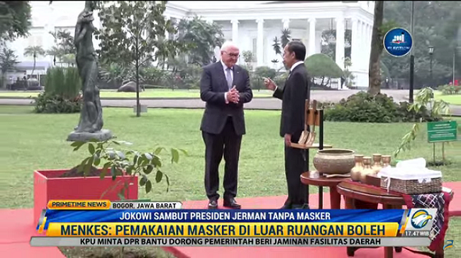 Sambut Presiden Jerman, Jokowi Tak Bermasker