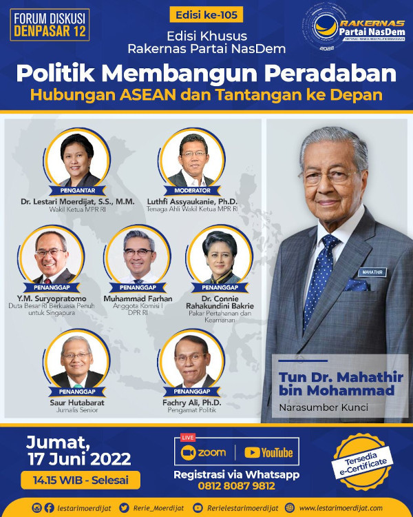 Hadiri Rakernas NasDem, Mahathir Beri Kuliah Umum Tentang Politik dan Tantangan ASEAN