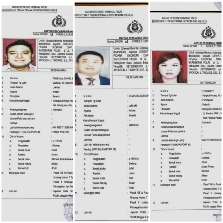 Polisi Beberkan Ciri 3 Buron Investasi Bodong DNA Pro