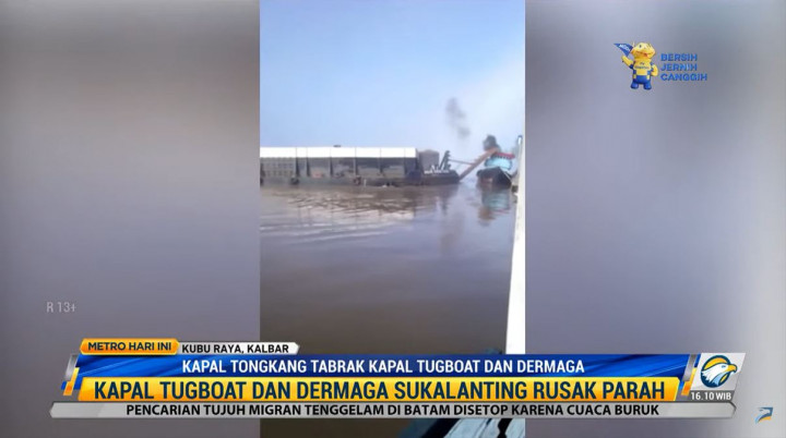 Jarak Pandang Terbatas, Kapal Tongkang Tabrak Tugboat dan Dermaga