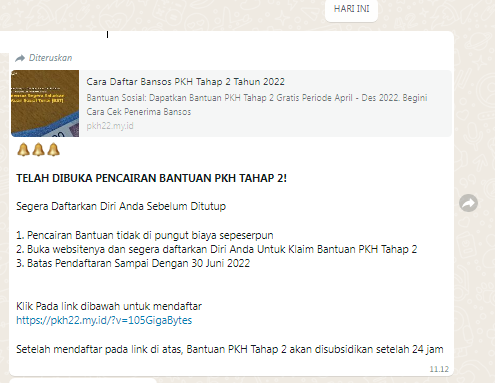 [Cek Fakta] Benarkah Ini Link Pendaftaran PKH agar Cair? Simak Faktanya