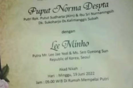 Viral! Lee Minho dari Korea Selatan Nikahi Wanita Asal Batang Jateng