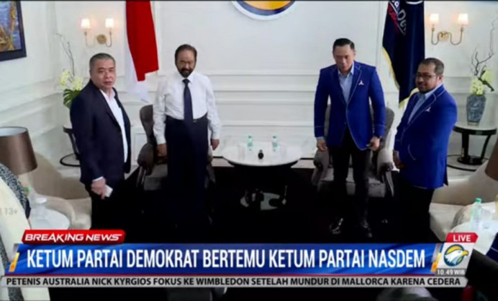 AHY Visits NasDem Tower to Meet Surya Paloh