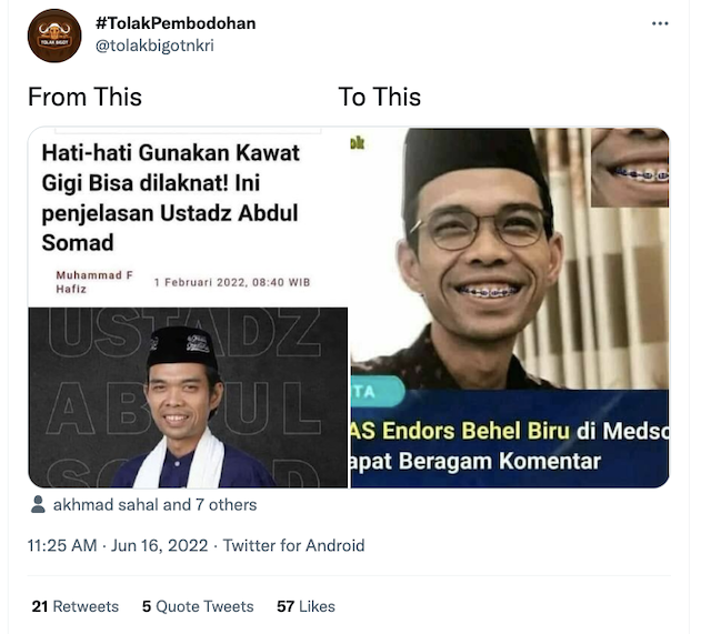 [Cek Fakta] Beredar Foto UAS <i>Endorse</i> Produk Behel? Cek Dulu Faktanya