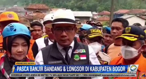 Ridwan Kamil Pantau Banjir dan Longsor Leuwiliang