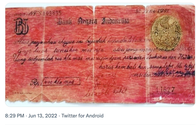 [Cek Fakta] Beredar Foto Kuitansi Utang Soekarno kepada Pengusaha Aceh? Ini Faktanya