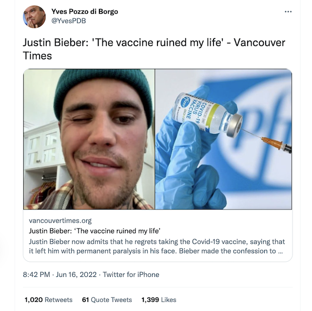 [Cek Fakta] Justin Bieber Sebut Kelumpuhan Wajahnya karena Vaksin Covid-19? Cek Faktanya