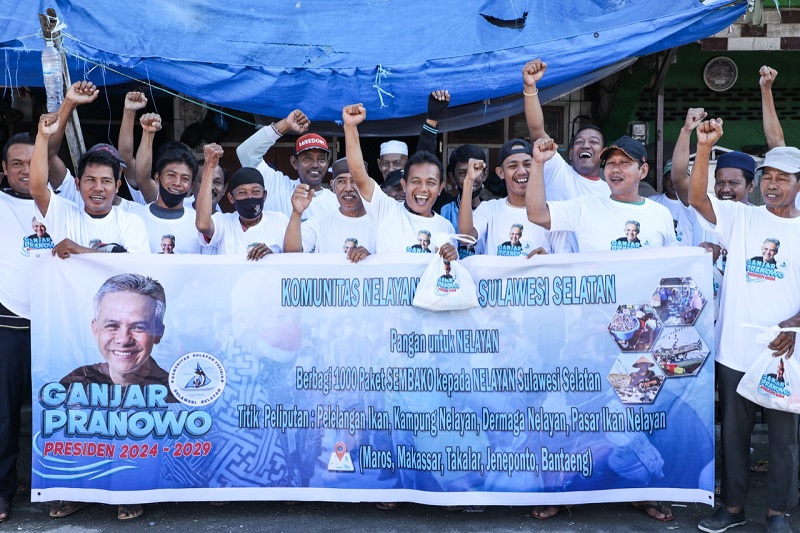 Nelayan di Sulsel menggelar deklarasi dukungan untuk Ganjar Pranowo. (Istimewa)