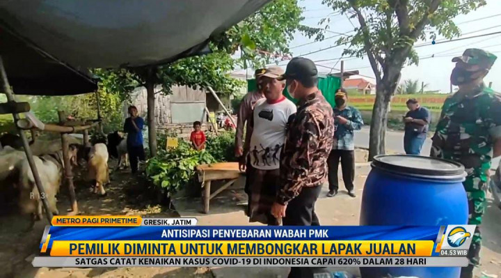 Antisipasi Penyebaran Wabah PMK, Petugas Bongkar Lapak Hewan Kurban di Gresik