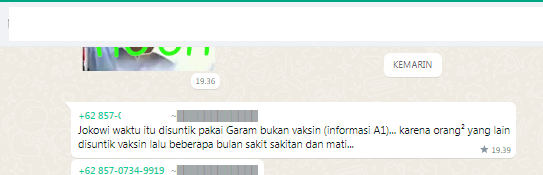 [Cek Fakta] Informasi A1 Jokowi Disuntik Garam bukan Vaksin? Simak Faktanya
