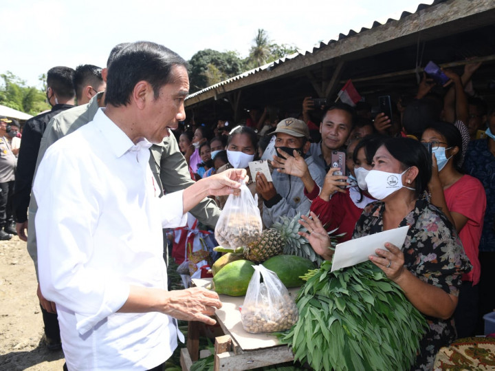 Presiden Bagikan Bansos di Pasar Alasa Nias Utara