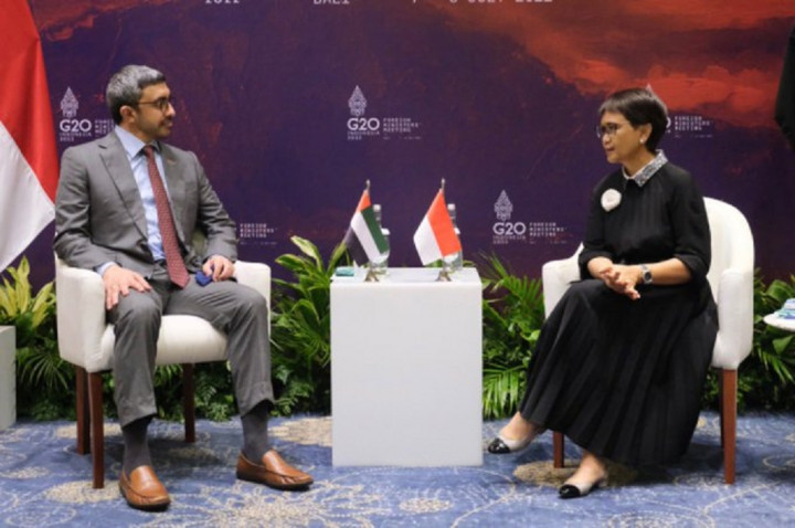 Bertemu di Bali, Menlu RI-UEA Lanjutkan Pembahasan Kerja Sama IKN