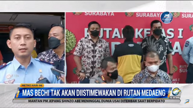 Pelaku penecabulan santri, Mas Bechi tak akan diistimewakan di Rutan Madaeng, Surabaya. Foto: Dok/Metro TV