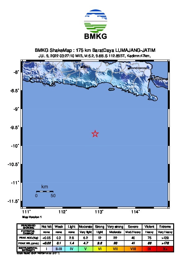 Gempa Magnitudo 5,2 Guncang Lumajang