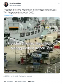 [Cek Fakta] Video Presiden Sri Lanka Kabur Naik Kapal TNI Angkatan Laut? Ini Faktanya