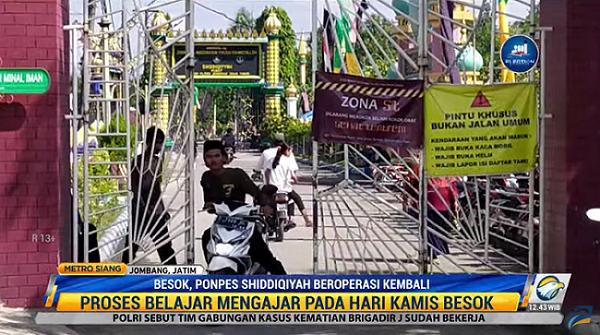 Besok, Ponpes Shiddiqiyah Beroperasi Kembali