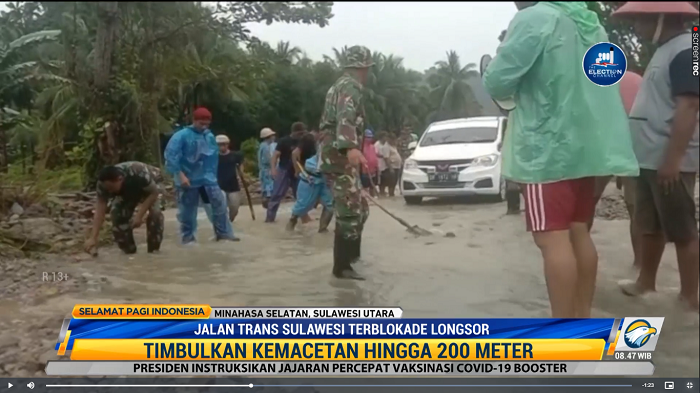 Jalan Trans Sulawesi Tertimbun Lonsor, Lalin Tersendat
