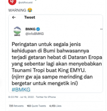[Cek Fakta] Peringatan BMKG Terjadi Getaran Hebat di Dataran Eropa dan akan Sebabkan Tsunami? Ini Faktanya