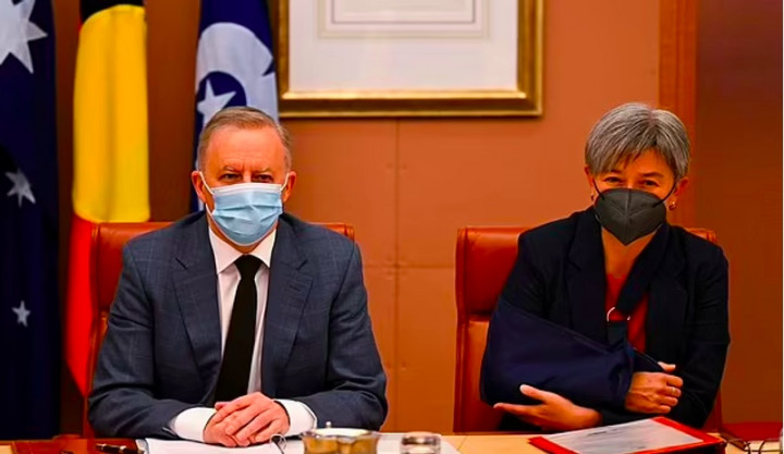 Santai Usai Kecelakaan Selancar, Menlu Australia Hadiri Rapat Kabinet