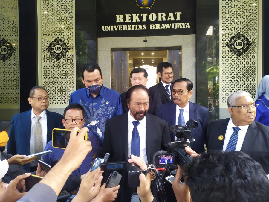 Ketua Umum (Ketum) Partai NasDem, Surya Paloh, di Kota Malang, Jawa Timur, Senin 25 Juli 2022. Medcom.id/ Daviq Umar Al Faruq