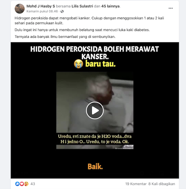 [Cek Fakta] Mengoleskan Hidrogen Peroksida ke Kulit Bisa Mengobati Kanker? Cek Dulu Faktanya