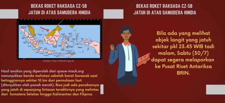 Sampah Antariksa Roket CZ5B Tiongkok Jatuh di Samudra Hindia, Serpihannya Lewati Malaysia