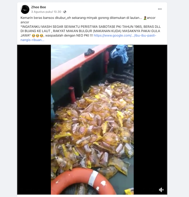 [Cek Fakta] Beredar Video Penampakan Ratusan Minyak Goreng Kemasan Sengaja Dibuang ke Laut? Begini Faktanya