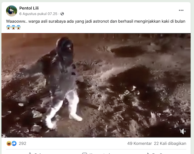 [Cek Fakta] Video Penampakan Warga Surabaya Berhasil Menginjakkan Kaki di Bulan? Begini Faktanya