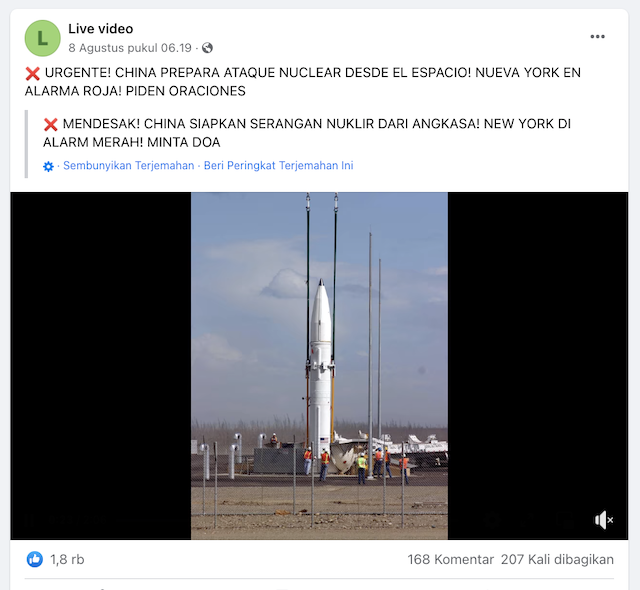 [Cek Fakta] Tiongkok Dikabarkan Akan Menyerang New York dengan Senjata Nuklir? Cek Faktanya