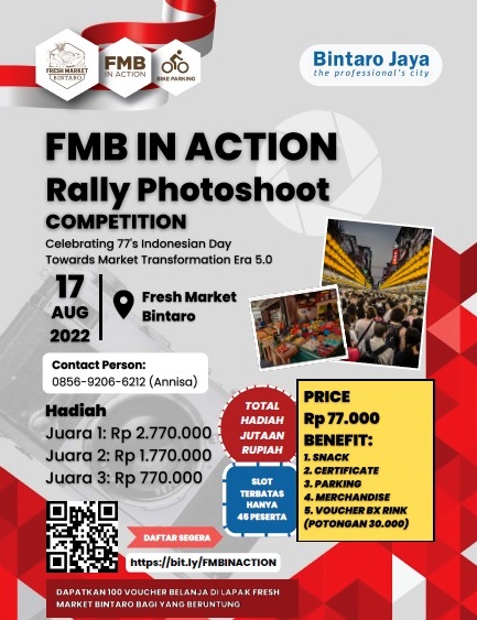 Merayakan Hari Ulang Tahun ke-77 RI, Fresh Market Bintaro, Tangerang Selatan, menyelenggarakan lomba fotografi FMB in Action (Foto:Dok)