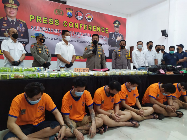 Polrestabes Surabaya Ungkap Peredaran 90 Kg Sabu Lintas Provinsi