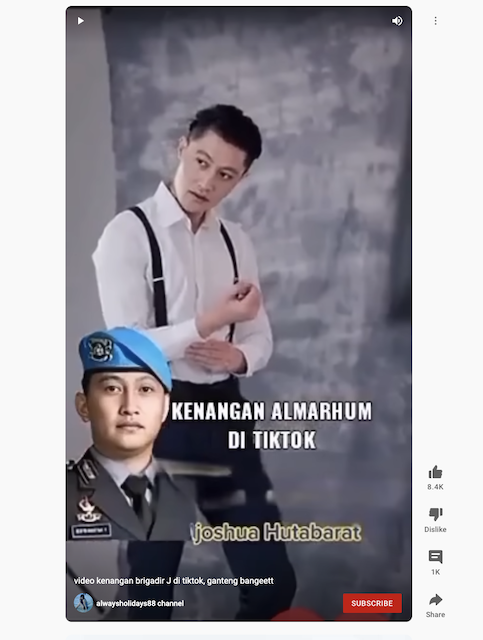 [Cek Fakta] Beredar Video TikTok Brigadir J? Begini Faktanya