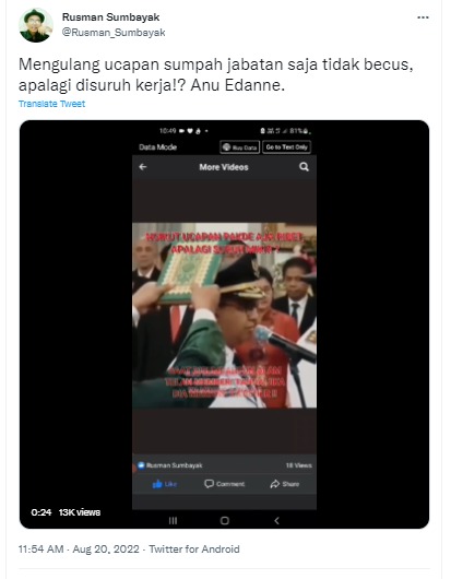 [Cek Fakta] Video Anies Baswedan tak Becus saat Ucap Sumpah Jabatan? Ini Faktanya