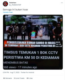 [Cek Fakta] Benarkah Timsus Temukan 1 Boks CCTV Peristiwa KM 50 saat Penggeledahan Rumah Ferdy Sambo di Magelang? Ini Faktanya