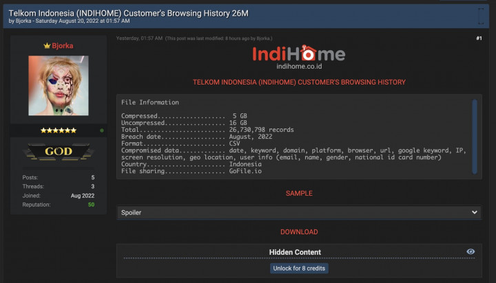 Habis PLN, Kini Muncul Klaim Data Pelanggan Indihome Bocor