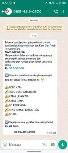 [Cek Fakta] BPJS Bagikan Hadiah Rp50 Juta dan Harus Isi Data Diri? Ini Faktanya