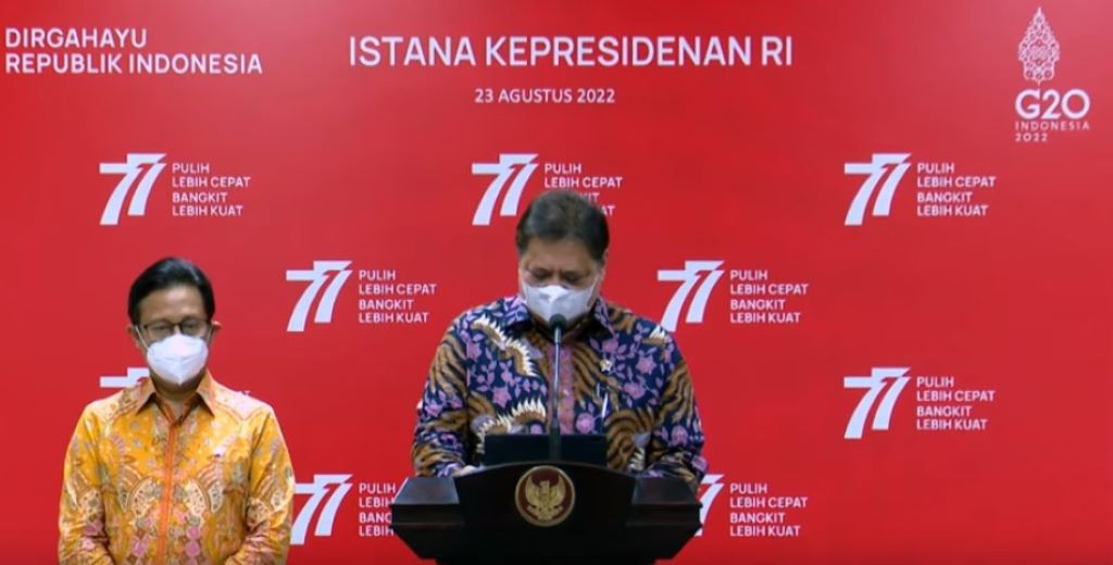 Airlangga Hartarto dalam konferensi pers Penanganan Covid-19. Foto: Metro TV