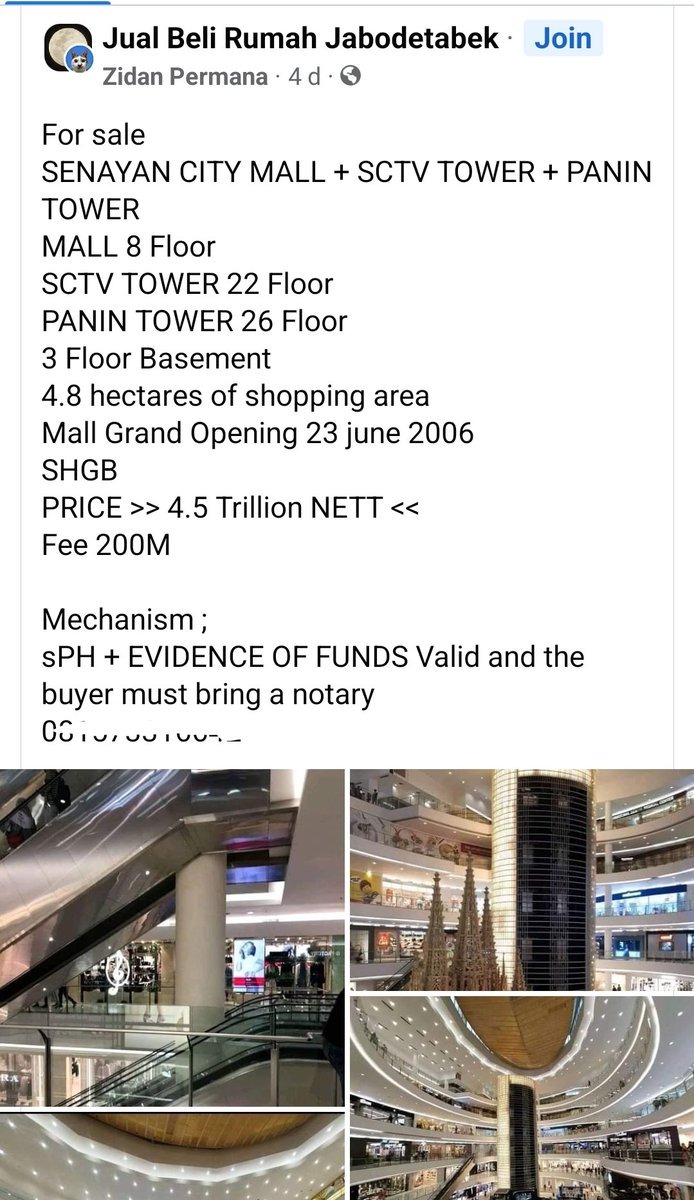 [Cek Fakta] Benarkah Senayan City Dijual dan Harganya Rp4,5 Triliun? Ini Faktanya