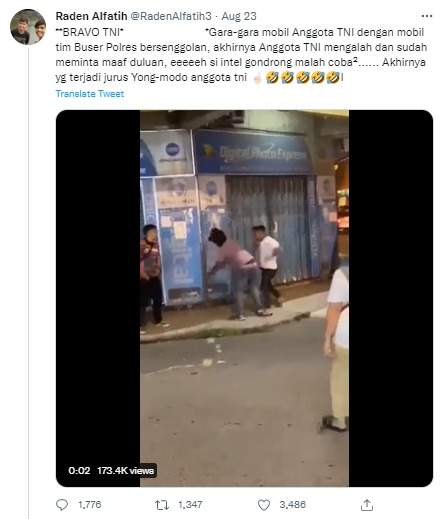 [Cek Fakta] Video Duel Anggota TNI versus Tim Buser Polres gegara Senggolan Mobil? Ini Faktanya