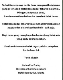 [Cek Fakta] Kabar Hotel Borobudur Terbakar Ternyata Hoaks!