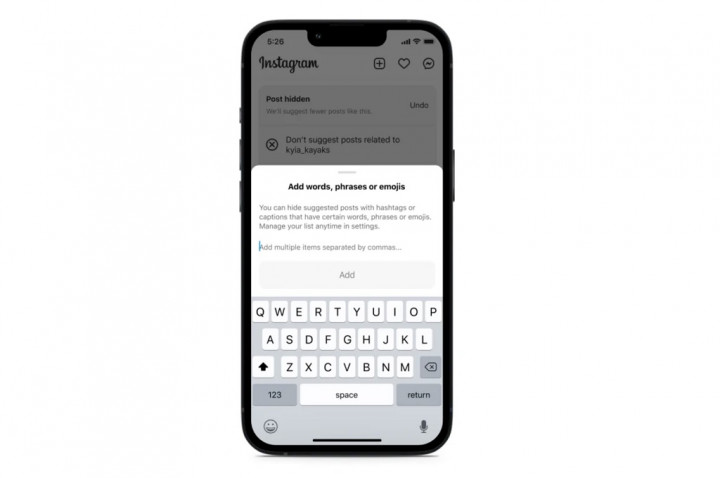 Pengujian Terbaru Instagram Mungkinkan Pengguna Bisukan Kata Spesifik