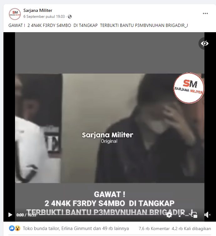 [Cek Fakta] 2 Anak Ferdy Sambo Ditangkap karena Terbukti Bantu Pembunuhan Brigadir J? Cek Faktanya