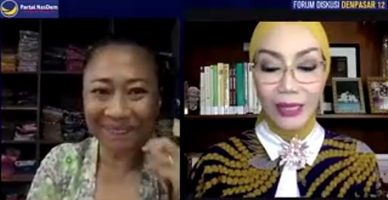 Niluh Djelantik dan Okky Asokawati dalam forum diskusi virtual yang diadakan oleh DPP Partai NasDem. (Foto: Dok. Istimewa)