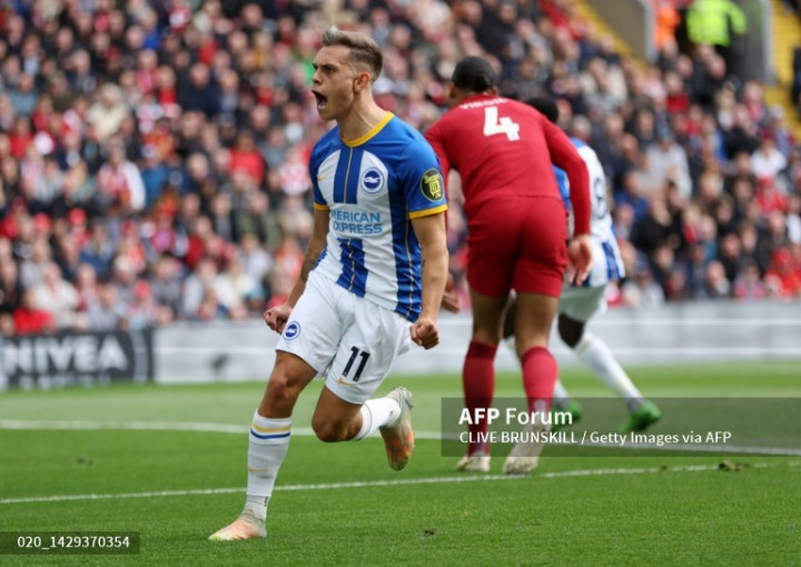 Hattrick Trossard Bantu Brighton Imbangi Liverpool