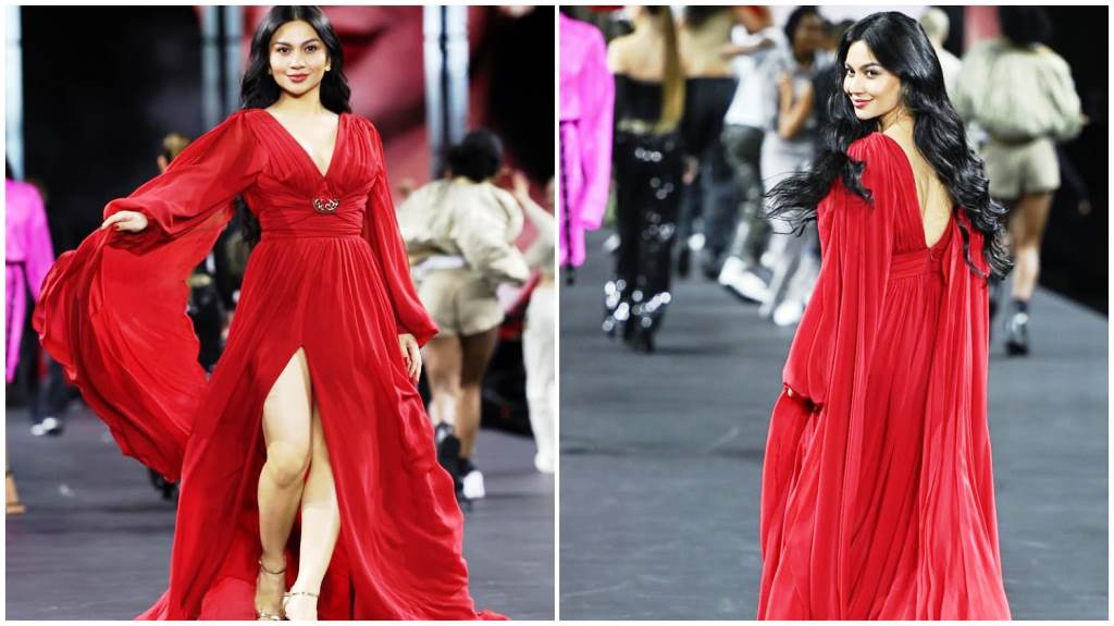 Ariel Tatum saat melintas di Catwalk Paris Fashion Week 2023 (Foto: Ist)