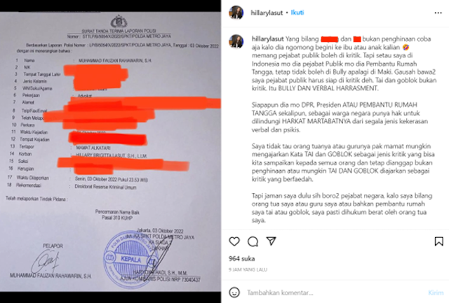 Komika Mamat Alkatiri Dilaporkan Anggota DPR Hillary Lasut ke Polda Metro Jaya