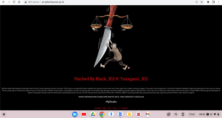 Waduh! Laman PN Jakpus Diretas