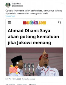 [Cek Fakta] Benarkah Ahmad Dhani Akan Potong Kemaluan jika Jokowi Menang? Ini Faktanya