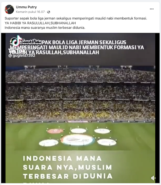 [Cek Fakta] Suporter Bola Liga Jerman Ikut Peringati Maulid Nabi? Begini Faktanya